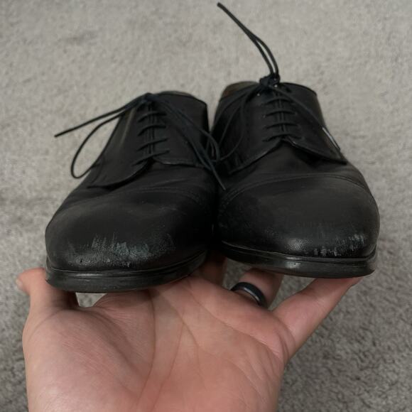 Santoni Classico Black Cap Toe Leather Dress Shoe Mens 10.5 D (UK 9.5) Brogue main image 5